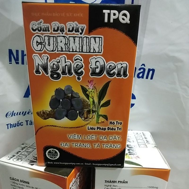 Cốm dạ dày CURMIN NGHỆ ĐEN hộp 10 gói