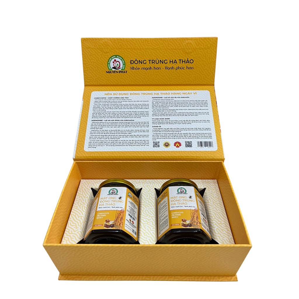 Hộp quà cao cấp Đông trùng hạ thảo sấy thăng hoa Nguyên Phát hộp 21g bồi bổ cơ thể ăn ngon ngủ tốt