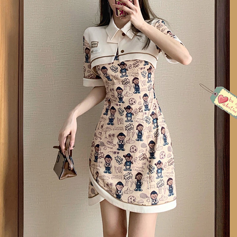 Polo dress women's summer 2022 new design sense of minority small man waist closing temperament high sense skirt