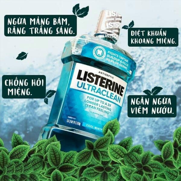 [Hàng chuẩn] Nước súc miệng Listerine Ultraclean 1.5l Mỹ - giúp ng.ăn ng.ừa mảng bám, ng.ừa h.ôi mi.ệng