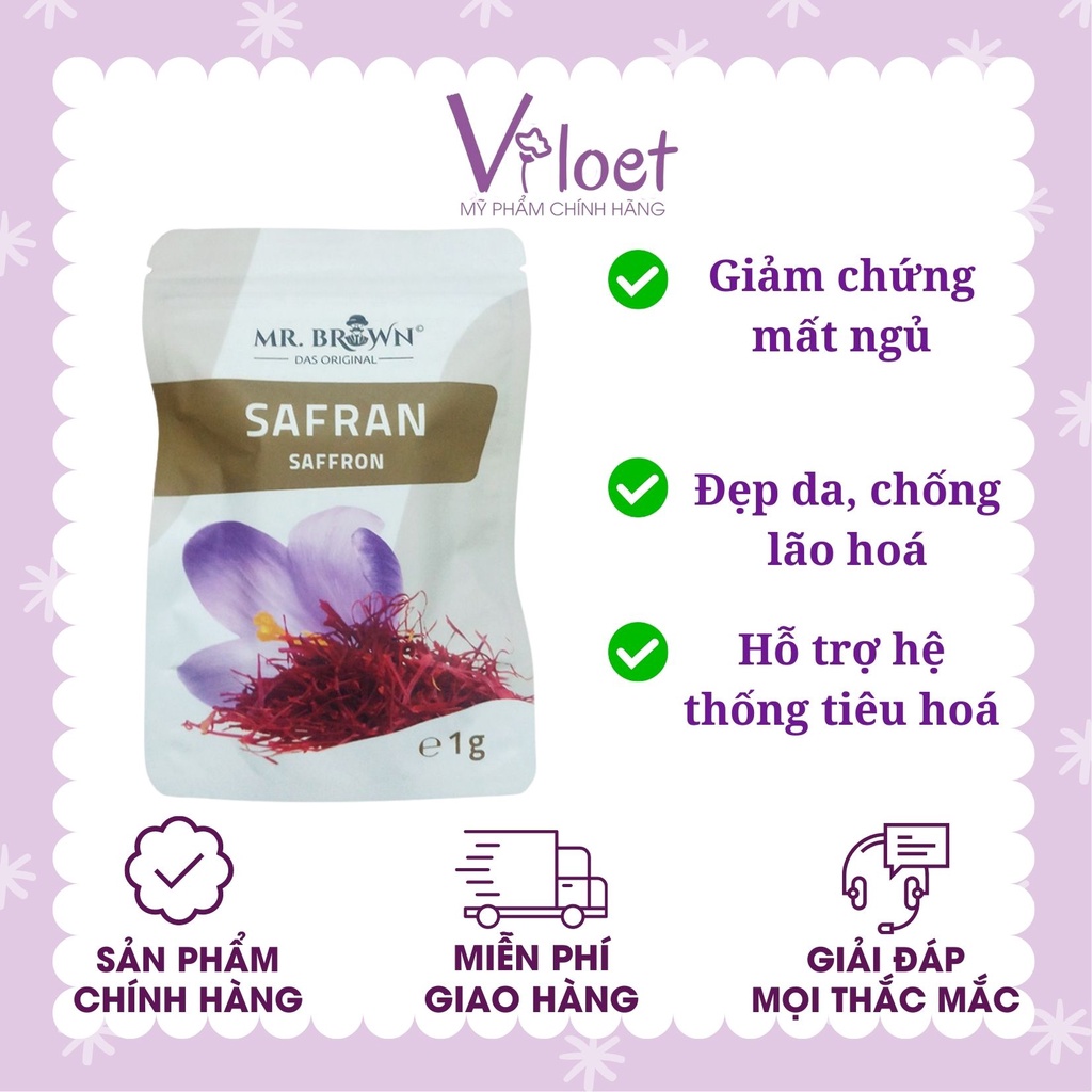 Nhuỵ hoa nghệ tây Saffron Mr. Brown Đức gói 1g, tốt cho sức khoẻ, đẹp da - Shop Viloet