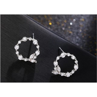 Bông tai bạc dễ thương đính đá zicron-bt7