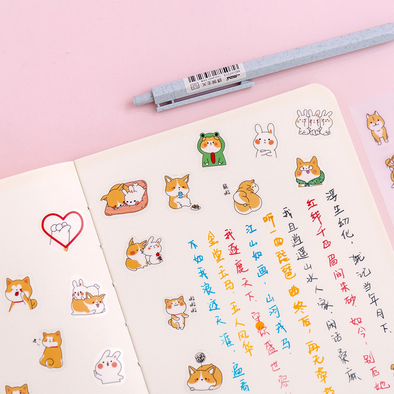 Bộ 6 sticker dán cún xinh và thỏ xinh - Giá rẻ nhất
