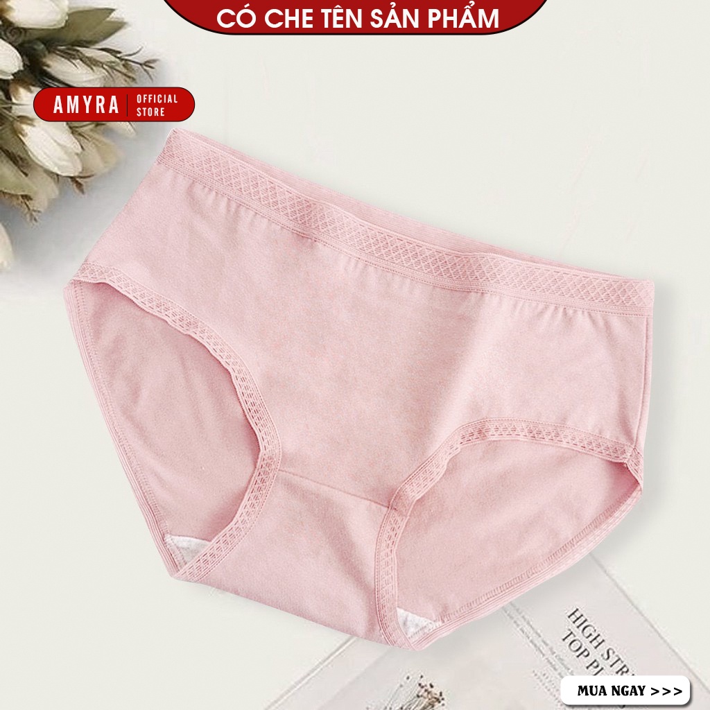 Quần lót nữ cotton kháng khuẩn cao cấp bigsize AMYRA cạp ren lưới y tế thoáng mát mềm mịn ql019