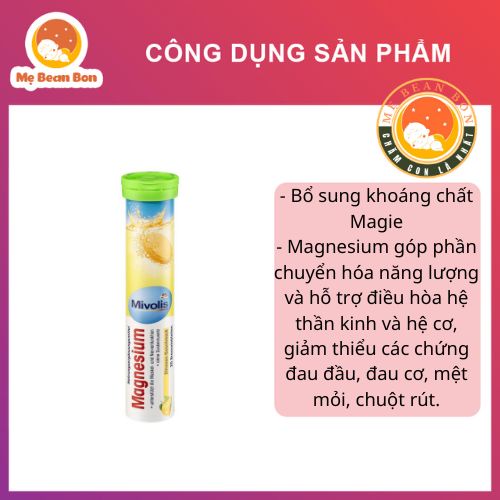 Viên sủi Magnesium Mivolis giúp bổ sung Magie nhằm duy tri tốt hệ thần kinh và hệ cơ hợp với người chơi thể thao của Đức