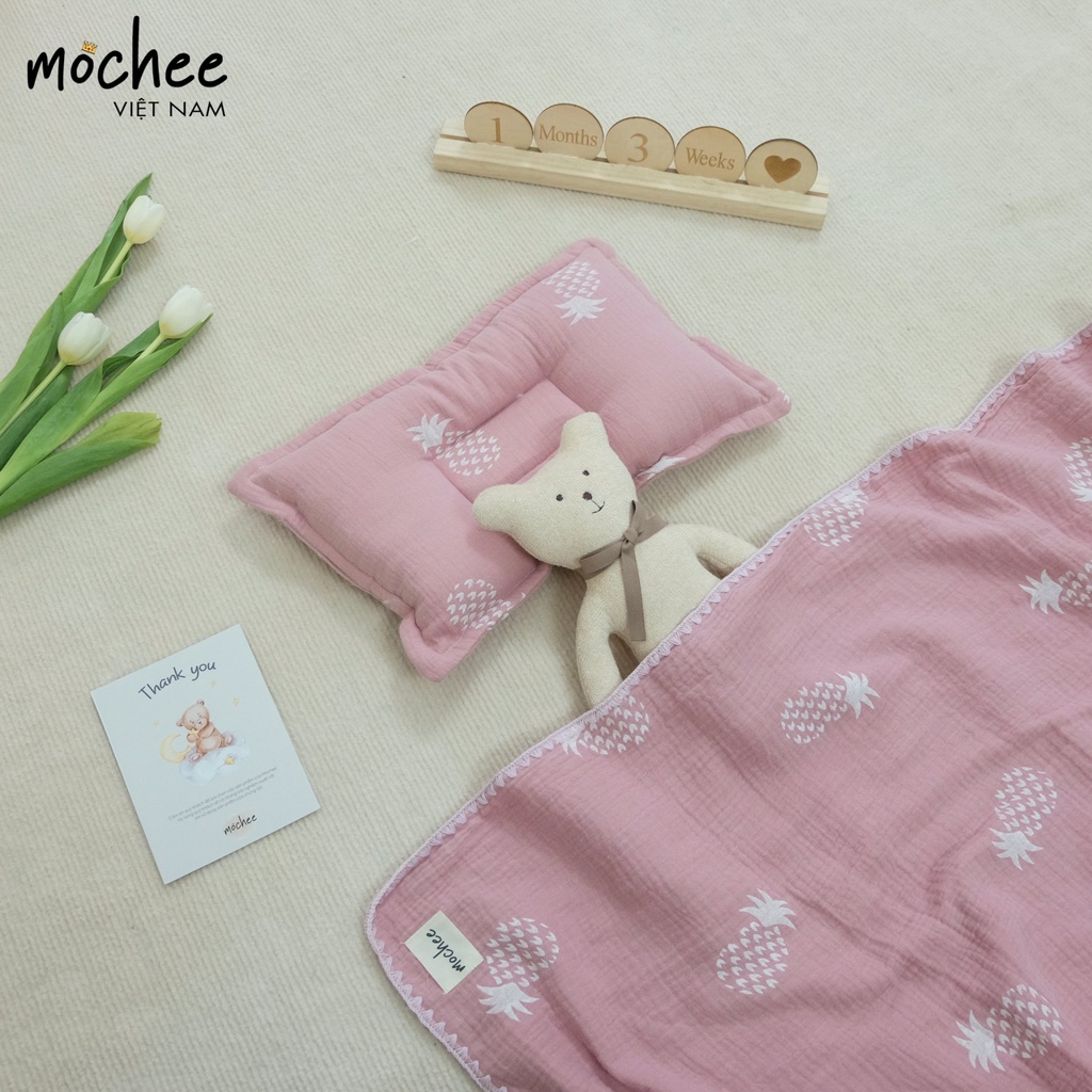 Set chăn xô+ gối bông lom Mochee