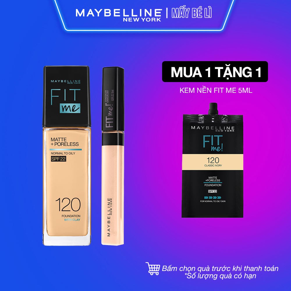 [Bộ trang điểm} Bộ Kem Nền Kiềm Dầu Chống Nắng Fit Me +Che Khuyết Điểm Mịn Lì Fit Me Concealer Maybelline New York | BigBuy360 - bigbuy360.vn