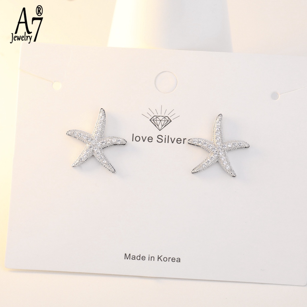 Hoa tai hình sao biển đính đá toàn diện phong cách thời trang Âu Mỹ