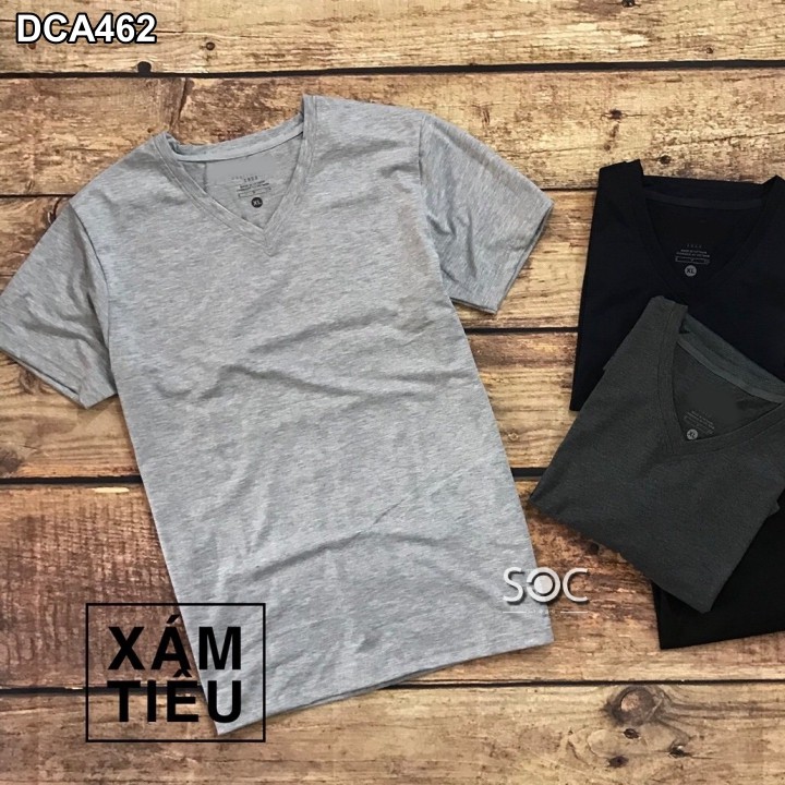 [ Có Big Size 3XL ] Áo Thun Cổ Tim Trơn Tay Ngắn Form Ôm Nam Nữ DCA462