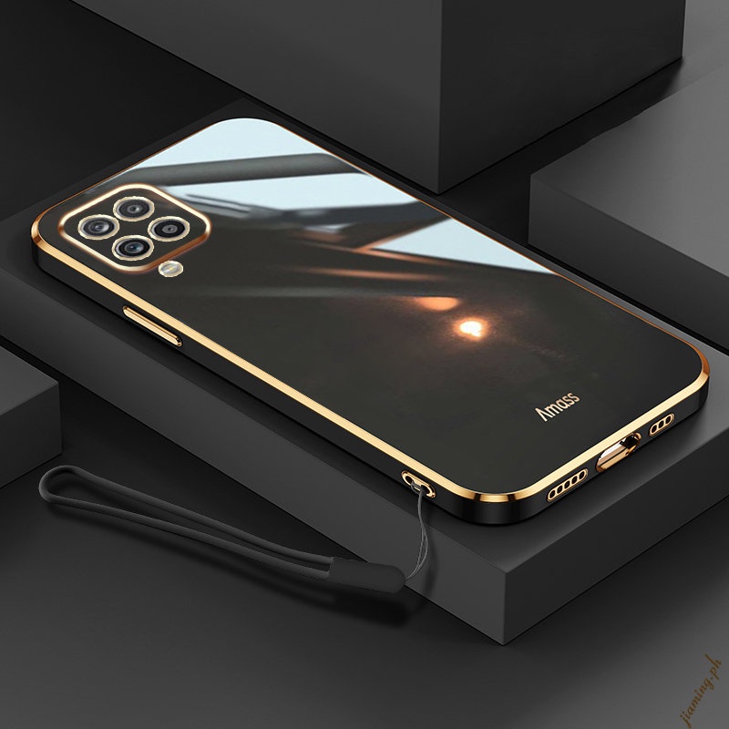 Ốp Điện Thoại Mạ Viền 6D Bằng Silicon Mềm Chất Lượng Cao Kèm Dây Đeo Cho SAMSUNG Galaxy A22 5G A22 4G A13 A12 5G Sự Bảo Vệ