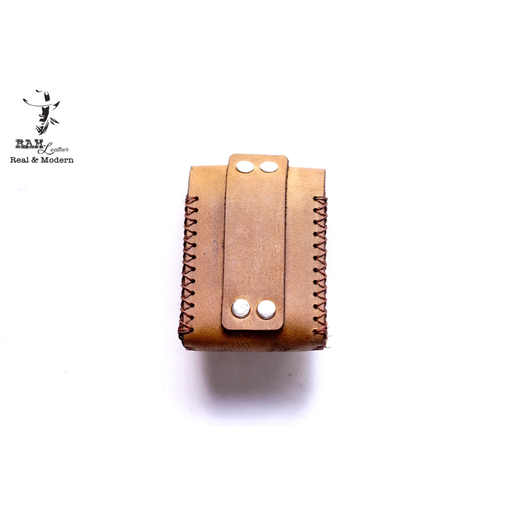 Bao Zippo Da Bò Thật Nâu Đất RAM Leaher