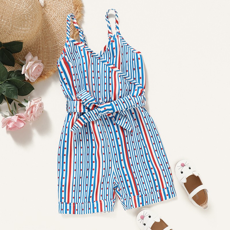 Jumpsuit Hoạ Tiết Kẻ Sọc Phong Cách Bohomian Cho Bé Gái