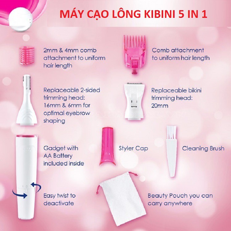 Máy Tẩy Lông Cho Nữ, Và Nữ 5 in1 - Cạo lông lách, Tỉa mày Cạo Râu Cho Nam - Tỉa Kibini 2020