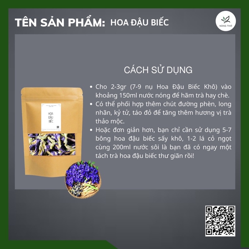 ✅[HÀNG LOẠI 1] Trà Hoa Đậu Biếc 100gr Sấy Khô Nguyên Bông Chính Hãng Thảo Mộc Thảo Mộc Thiên Nhiên Nàng Thơ
