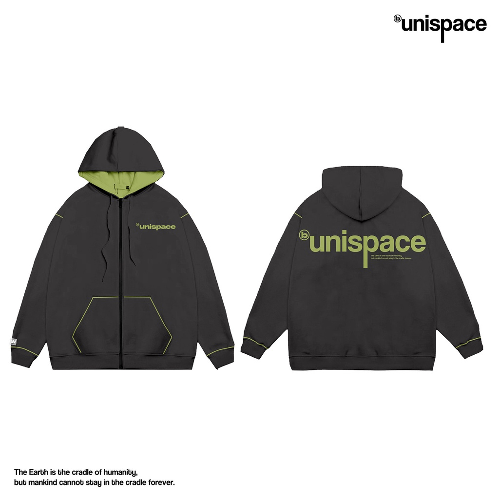 Áo hoodie zip local brand By UniSpace áo khoác unisex nam nữ form rộng vải nỉ signature ver 1