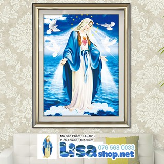Tranh đính đá ĐỨC MẸ BAN ƠN 40x50cm chưa đính lg1619