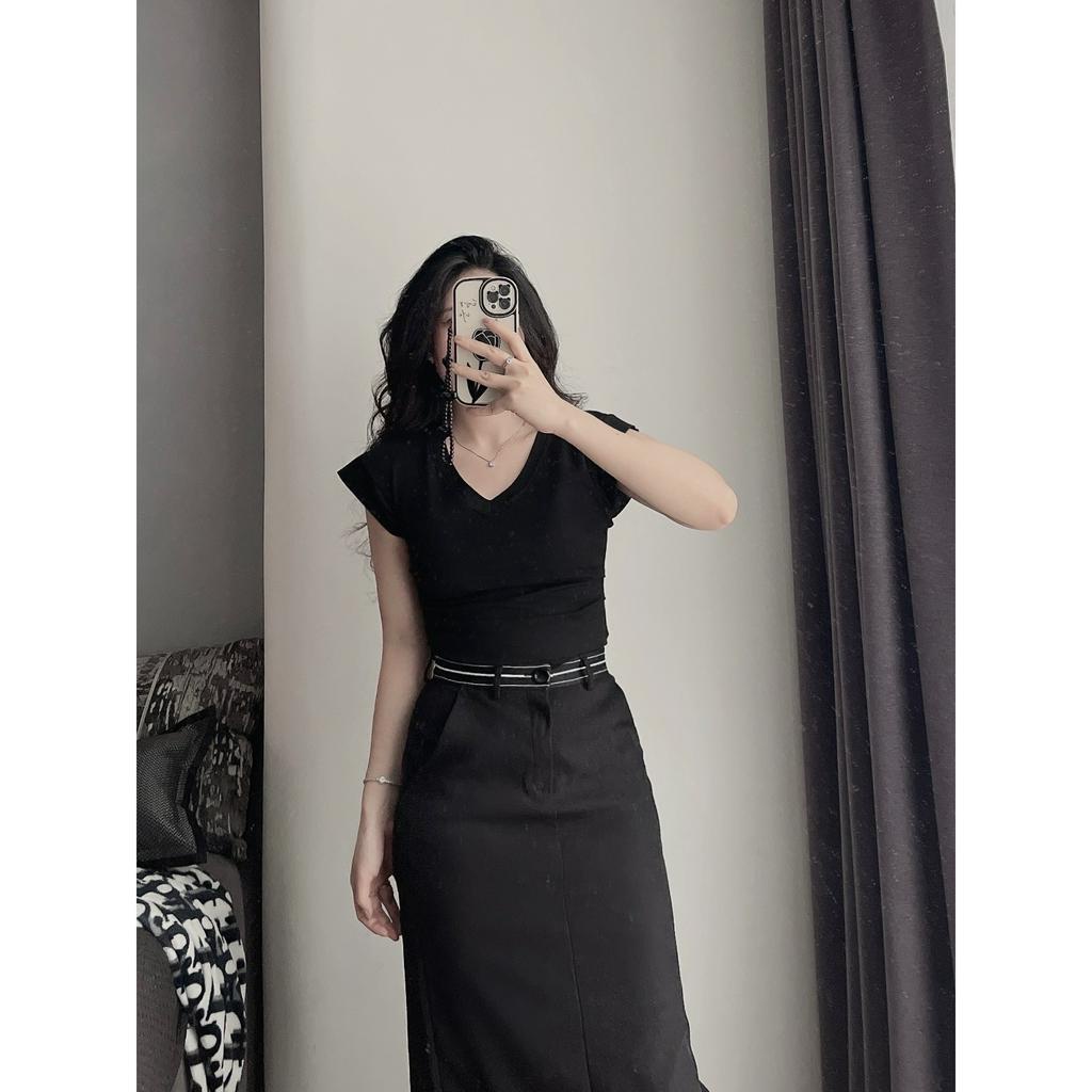 ÁO PHÔNG NỮ 2023 -  ÁO CỔ TIM TAY HẾN caovanshop