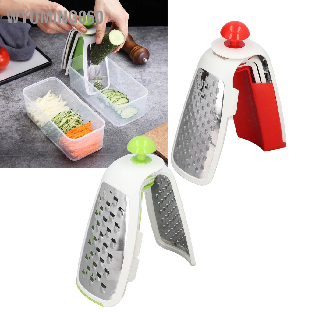 Wyoming060 Vegetable Cutter 4 in 1 Multifunctional Stainless Steel Portable Lightweight Easy Operation Veggie Chopper