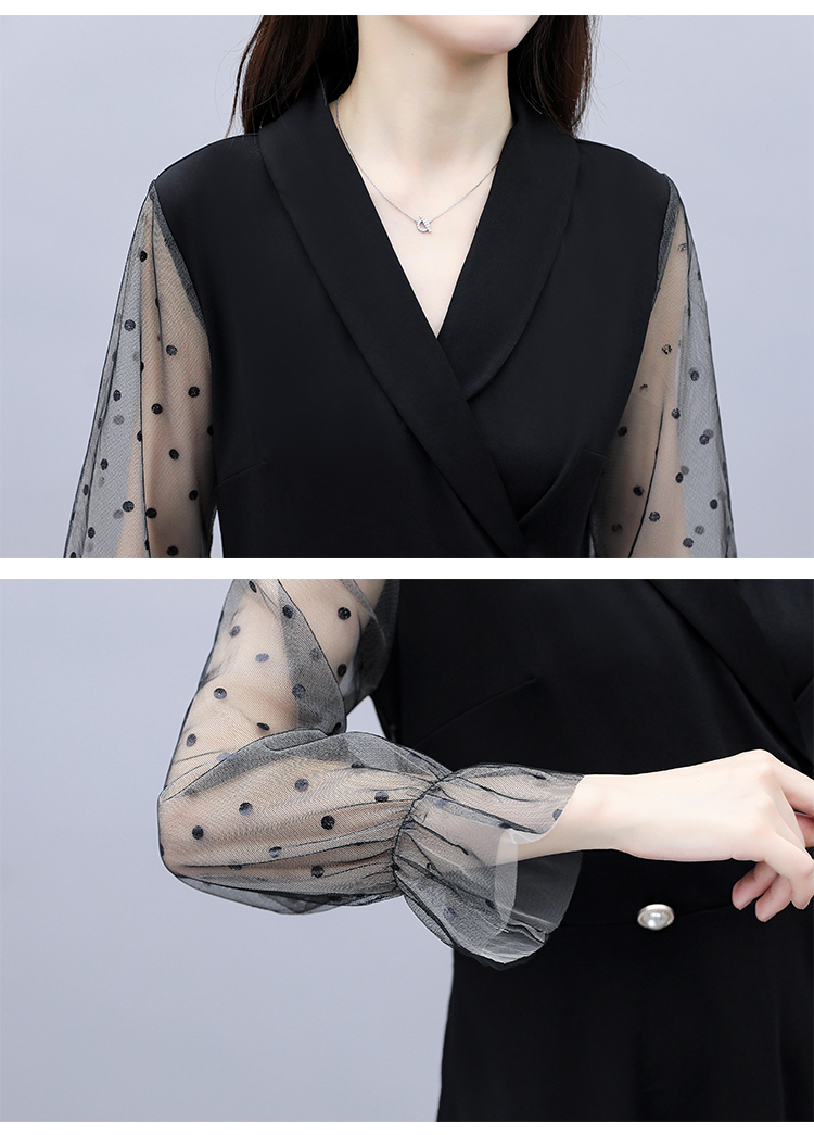 L-5XL Plus Size Women Korean Fashion Dress Casual Loose Long Sleeve Mesh Patchwork Party Midi Dresses | BigBuy360 - bigbuy360.vn