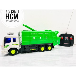 Đồ chơi xe đổ rác điều khiển từ xa có đèn dành cho bé thích khám phá xe mô hình, xe công trình