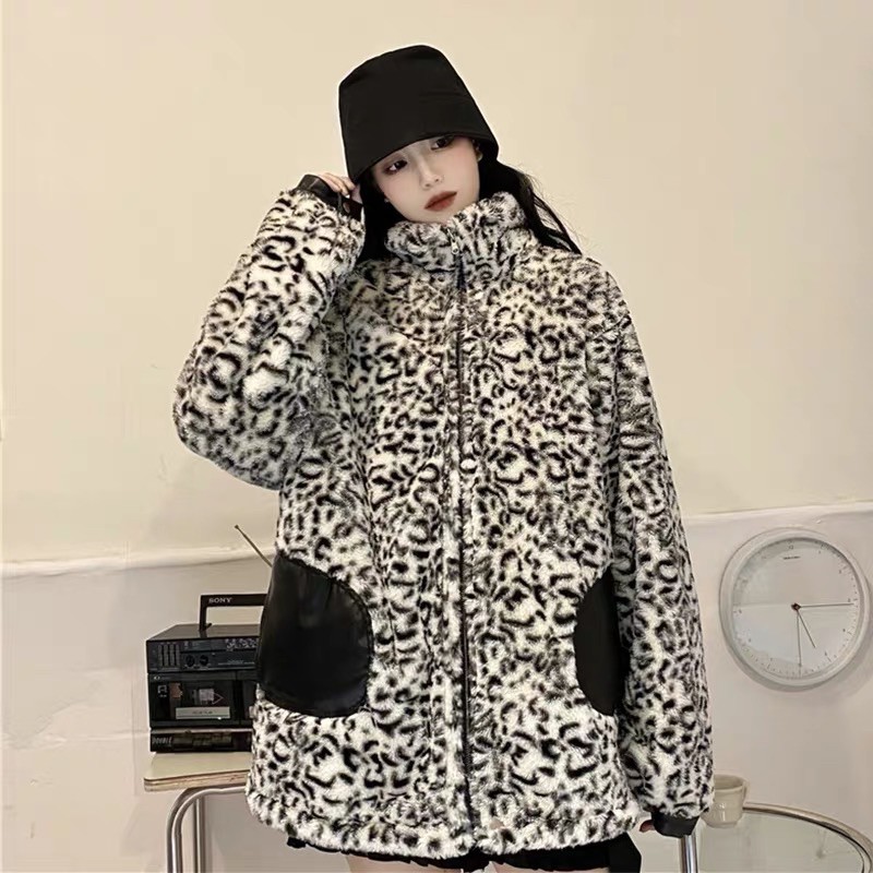 Áo khoác da mix lông