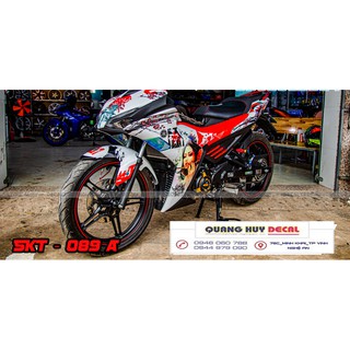 Tem trùm xe Ex 155 samurai đỏ trắng, độ team trùm decal xe máy exciter dán đời 2021