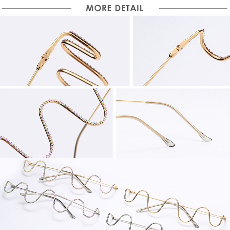 Mắt Kính Không Tròng Đính Đá Thời Trang Sành Điệu Cho Nữ