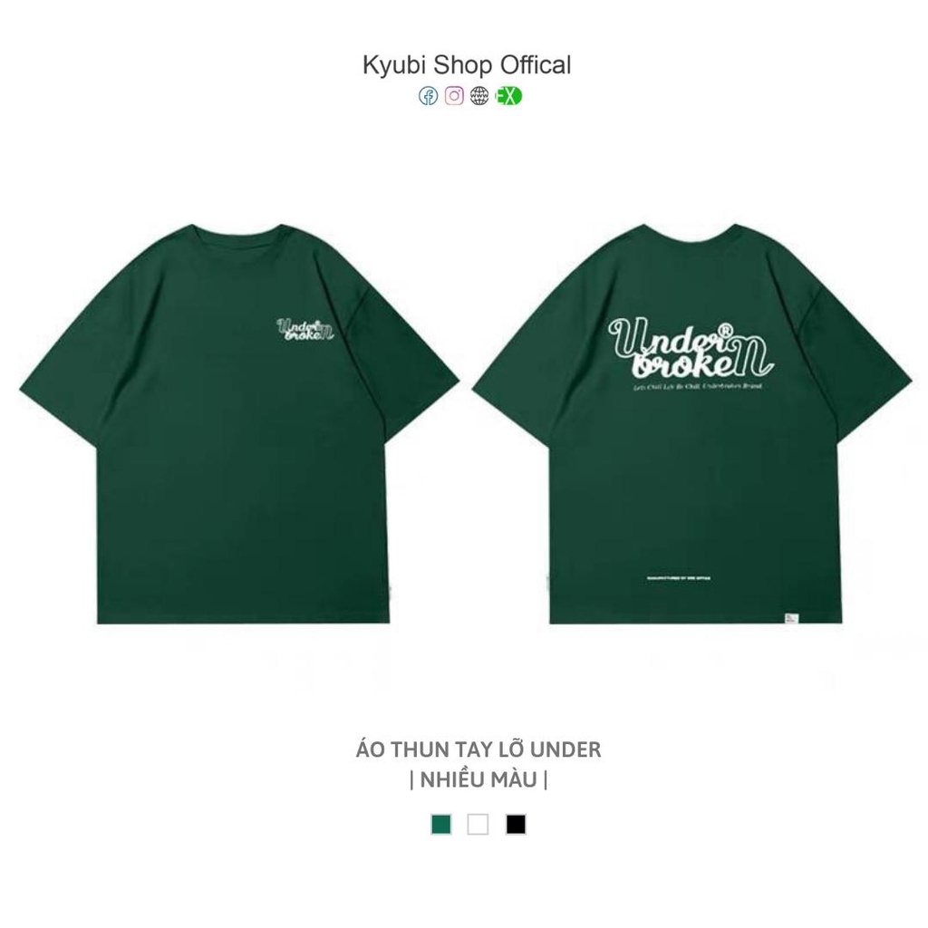 Áo Thun Tay Lỡ UNDERBROKEN Xanh Lá Chất Cotton Phối Kèm Nón Nhiều Mẫu - Áo phông form rộng Kyubi 2022 Collection