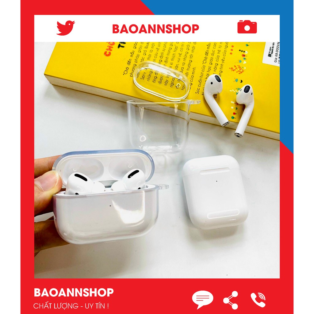 Bọc Airpod Vỏ Bọc Airpod Silicon Trong suốt chống sốc Siêu Xinh kèm móc cài tai nghe airpod 1/23/airpod pro