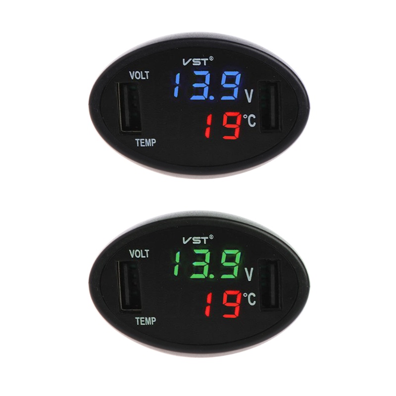 Vôn Kế LED 2 Cổng USB Đa Năng Cho Xe Hơi / Xe Tải / Tàu Thuyền