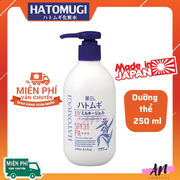 Sữa dưỡng thể trắng da ban ngày Hatomugi dưỡng thể chống nắng spf 31 +++ 250ml