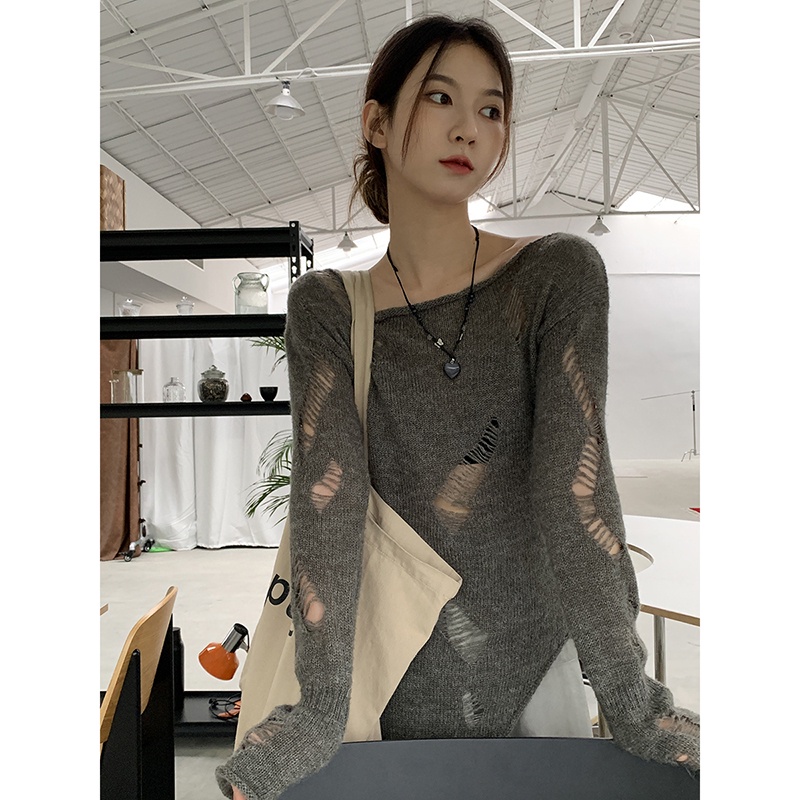 Áo sweater Dệt Kim Thiết Kế Xẻ Quyến Rũ Hợp Thời Trang