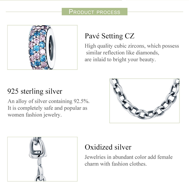 Hạt Xỏ Vòng Tay Bamoer Scc379 Dạng Chuỗi bạc