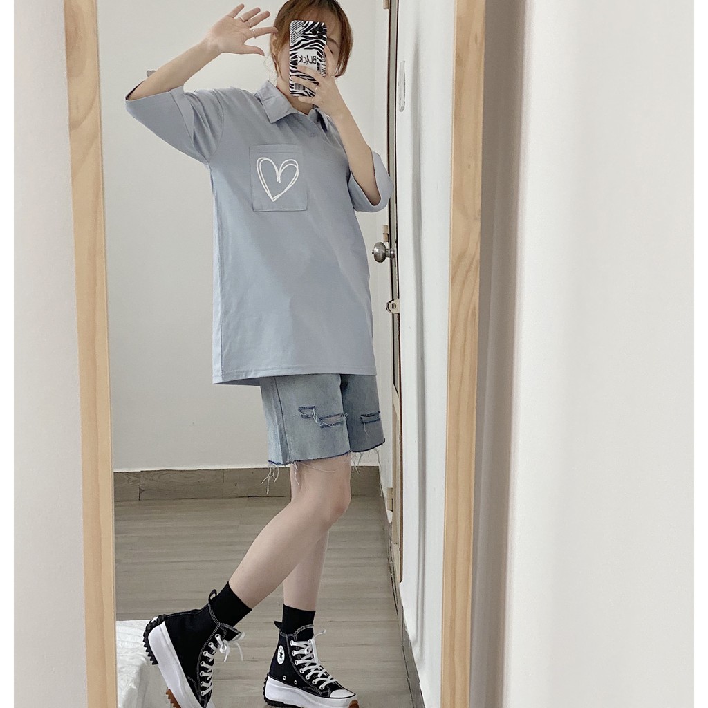 [Mã FASHIONGREEN hoàn 10% tối đa 50K xu đơn 300K] Áo Polo Có Túi Hình Trái Tim Nam Nữ Chất Tici Unisex | BigBuy360 - bigbuy360.vn