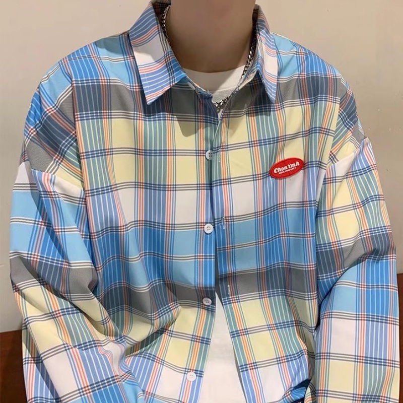 Áo sơ mi tay dài họa tiết kẻ sọc nhiều màu thời trang phong cách Hàn Quốc cho nam