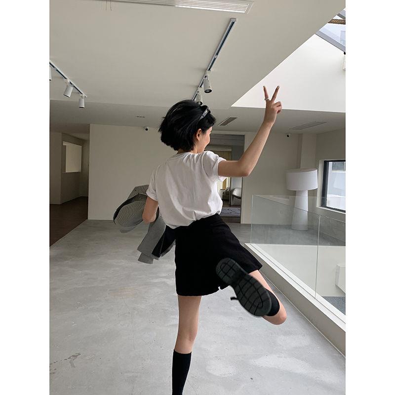 Quần Short Giả Váy Chữ A Lưng Cao Màu Đen Phong Cách Phương Tây Thời Trang Cho Nữ