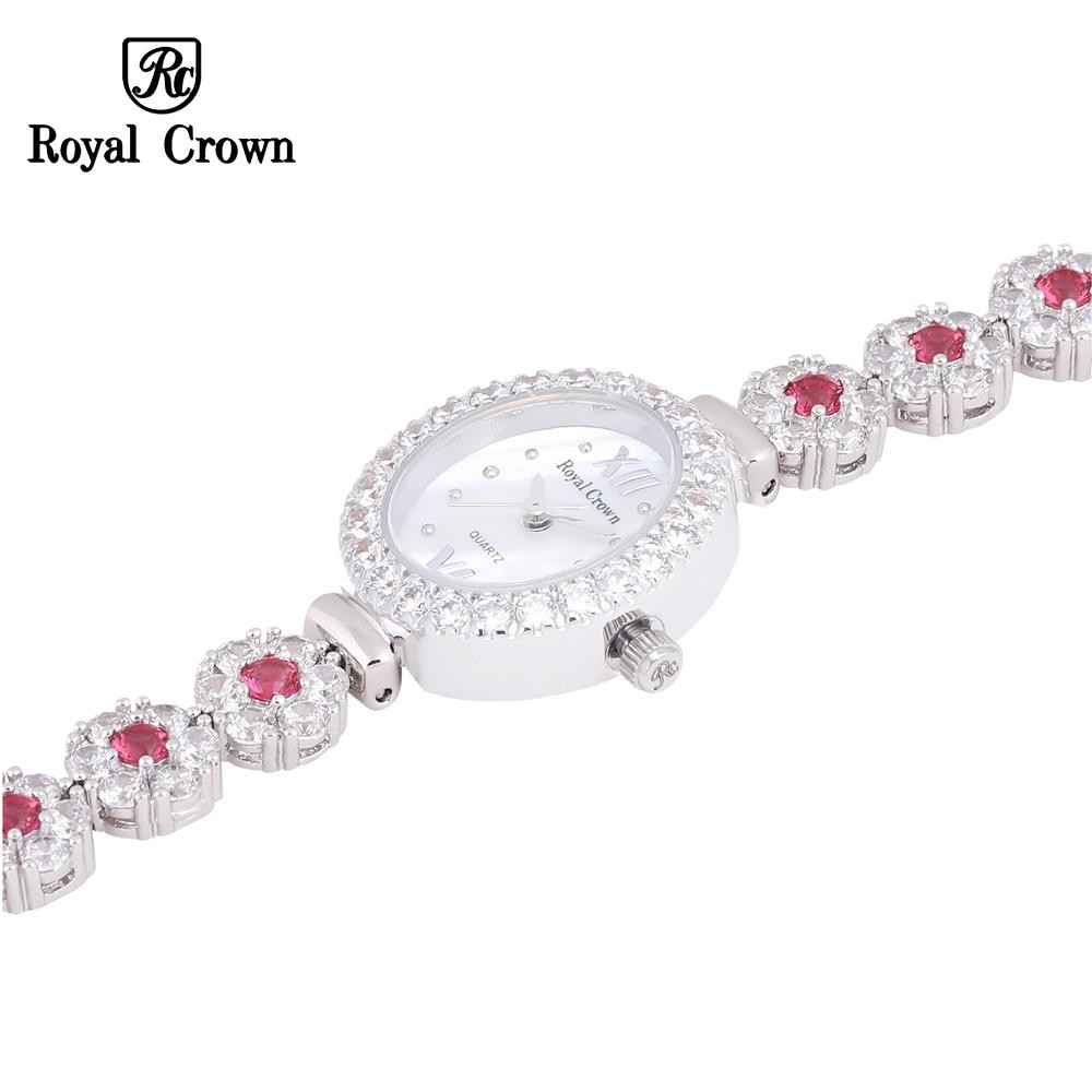 Đồng hồ nữ chính hãng Royal Crown 1516 dây đá vỏ trắng đá Ruby