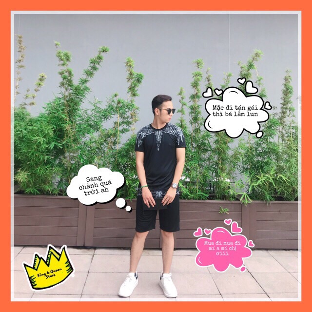 Bộ nam hè 2size Cánh đại bàng chất thun co dãn 4 chiều