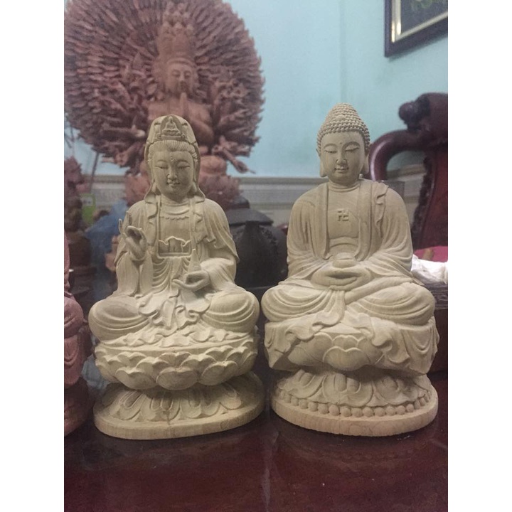 Tượng phật bà quan âm bằng gỗ -TẶNG 1 VÒNG ĐEO TAY