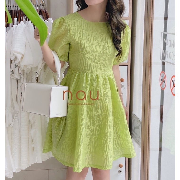 Đầm tay phồng dáng xoè phối 2 túi