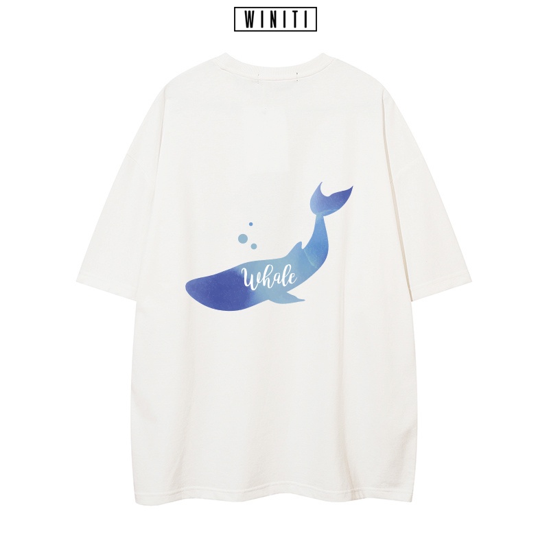 Áo thun unisex phông nam nữ basic form suông rộng phong cách Hàn Quốc Cá Heo Whale Winiti T shirt