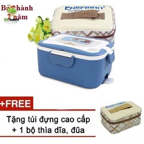 Hộp cơm hâm nóng Chefman CM 113i inox - Hàng chính hãng - Tặng kèm túi đựng hộp cơm