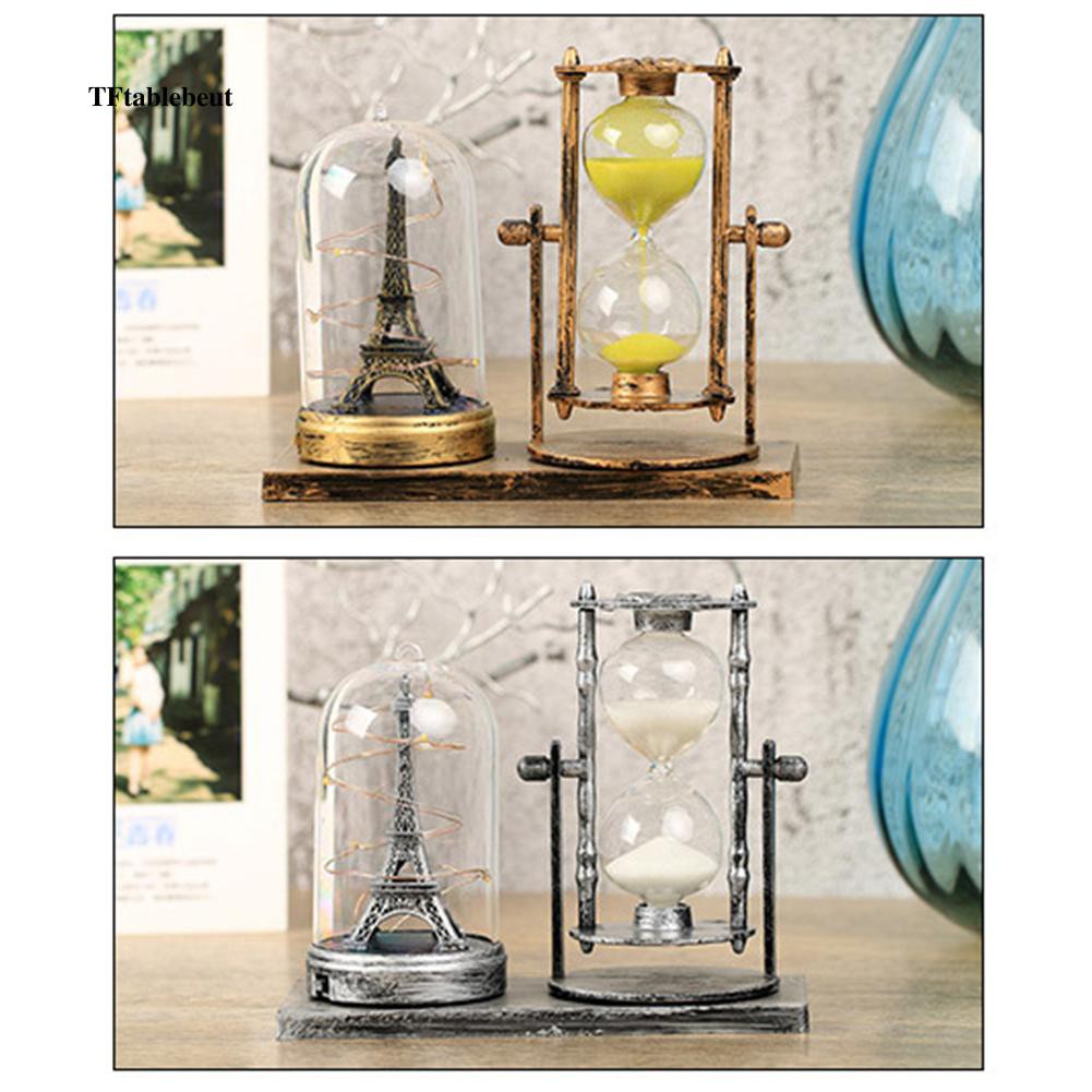 2Pcs Vintage Hourglass LED Light Tower Desk Table Lamp Home Holiday Decor Gifts