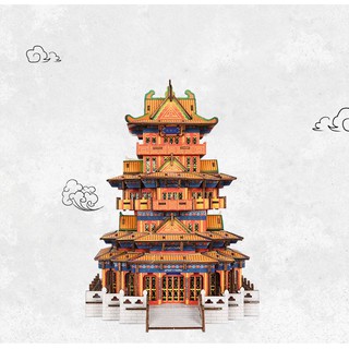 Đồ chơi lắp ghép gỗ 3D Mô hình Capital Pavilion HG-J009 Laser - Tặng kèm đèn LED