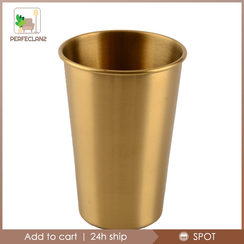 [PERFECLAN2]Stainless Steel Coffee Tea Mug Cup-Camping/Travel Pint Tumbler Kitchen Gold