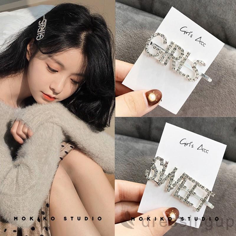 D❃♪Kẹp tóc chữ cái kim cương giả dành cho nữ