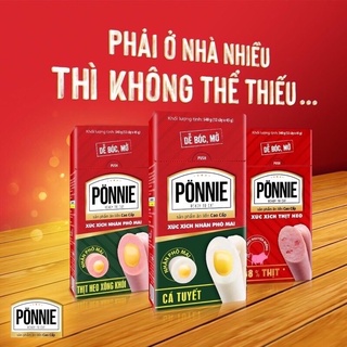 Hộp 12cây Xúc xích Ponnie-Heo xông khói/Mực/Cá tuyết/Thịt heo 45g/1cây