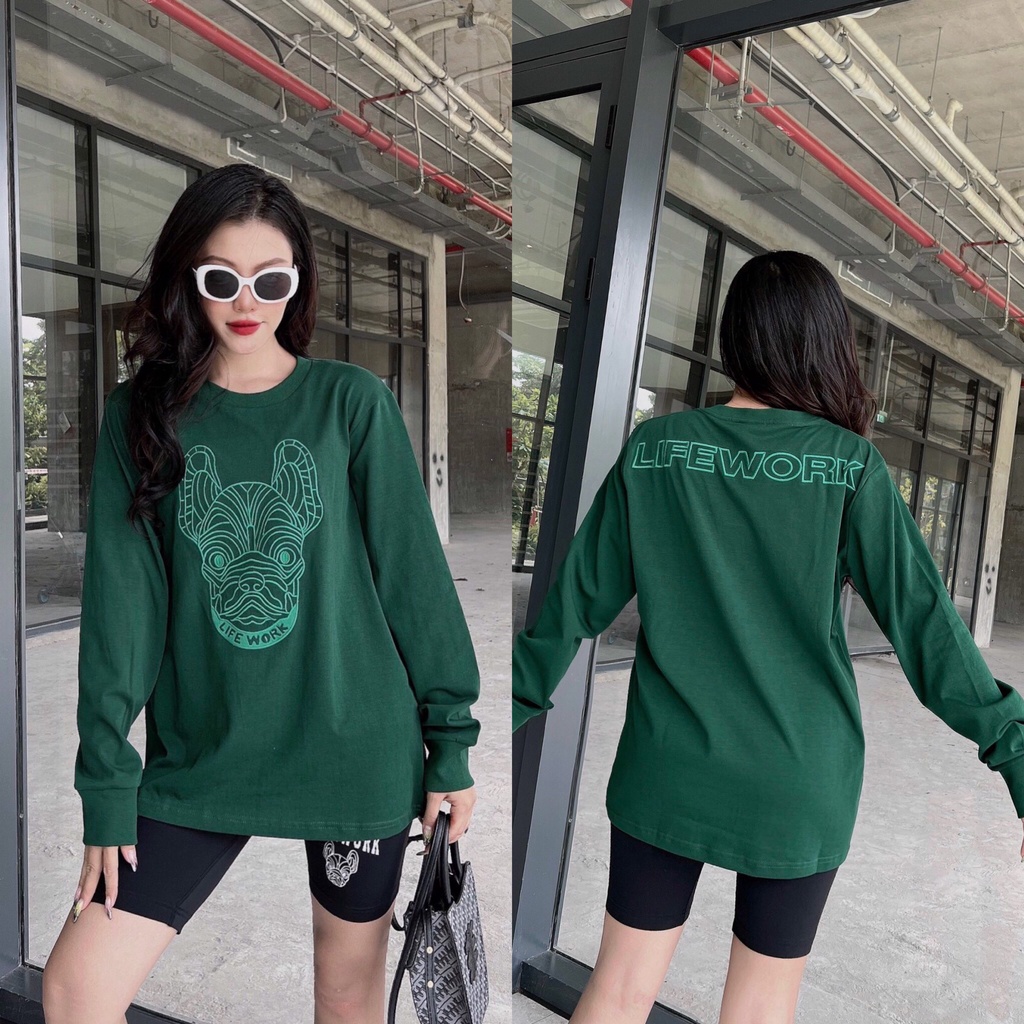 Áo tay dài Life// work Logo hình thêu chất cotton Size S M L FULL TAG CODE HÀNG SẴN/ẢNH THẬT
