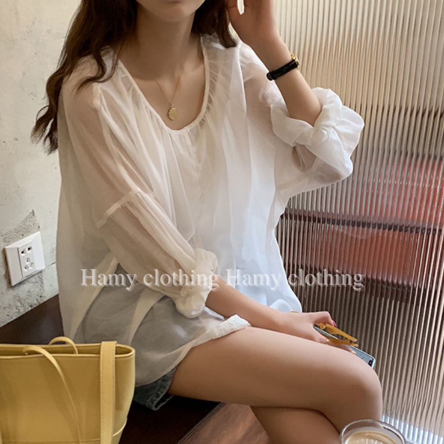 Áo sơ mi đính cúc vải cotton mềm thoáng mát thời trang HaMy A05