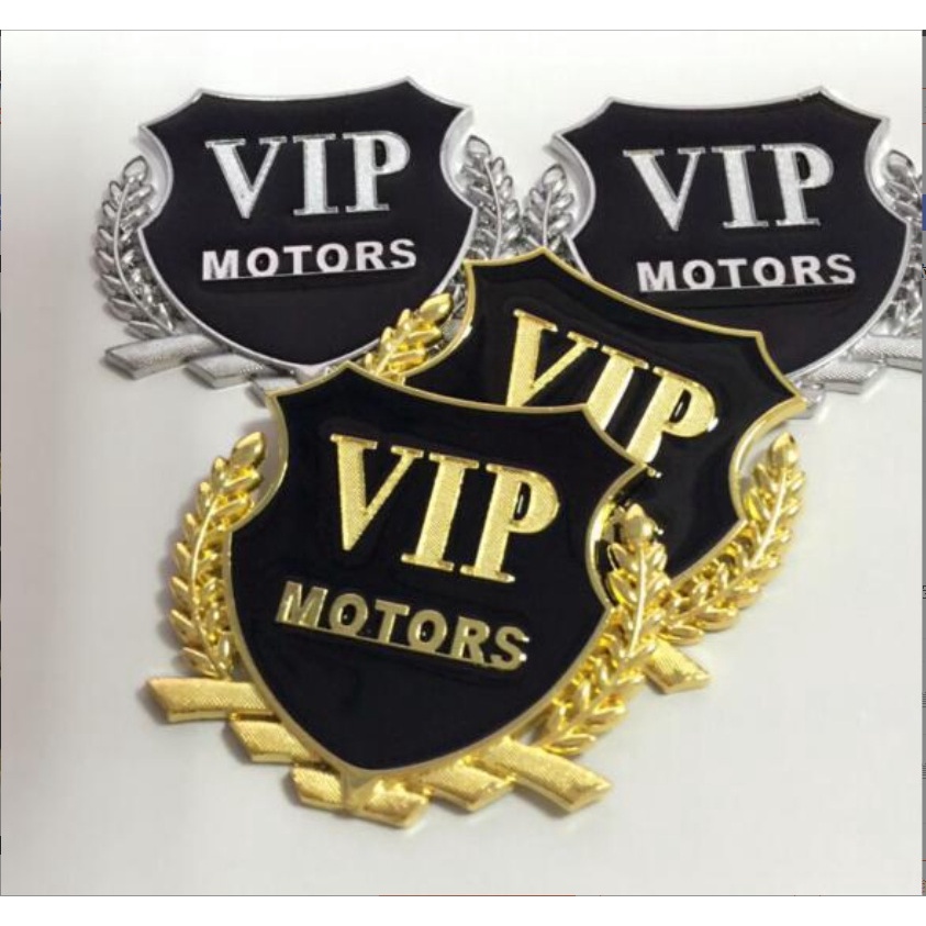 Logo decal 3D kim loại chữ nổi VIP kiểu dáng trang trọng dán xe ơi, xe máy